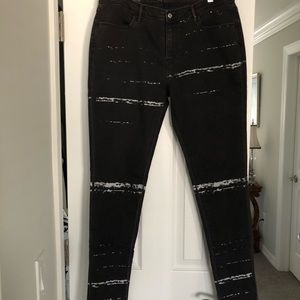 Black Levi Strauss, bleached, straight leg jeans